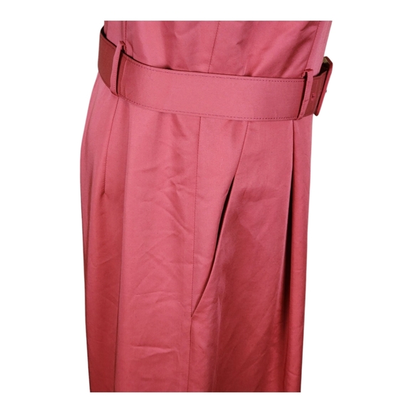 Antonio Melani Coral Red Wide-Leg Belted Jumpsuit V-Neck Sleeveless Size 8 - Picture 4 of 8